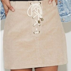Kendall & Kylie Tan Tie Corduroy Skirt
